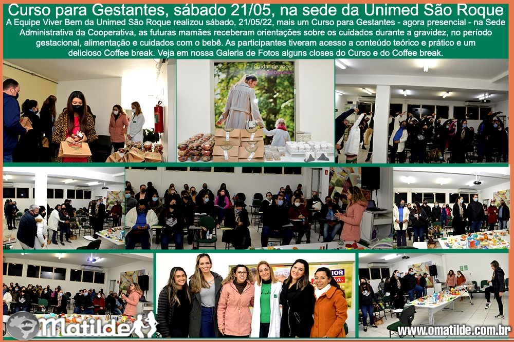 Curso para Gestantes, sábado 21/05, sede Unimed São Roque