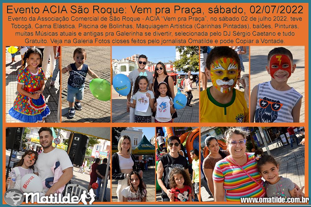 Evento ACIA São Roque: Vem pra Praça, sábado, 02/07/2022