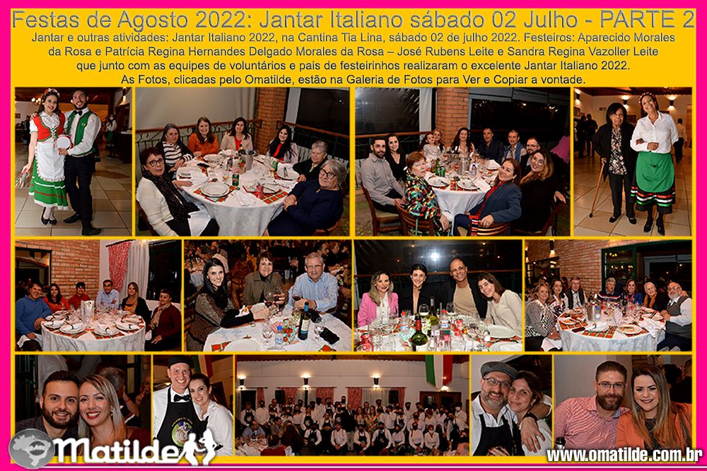 Festas de Agosto 2022: Jantar Italiano, sábado 02/07 PARTE 2