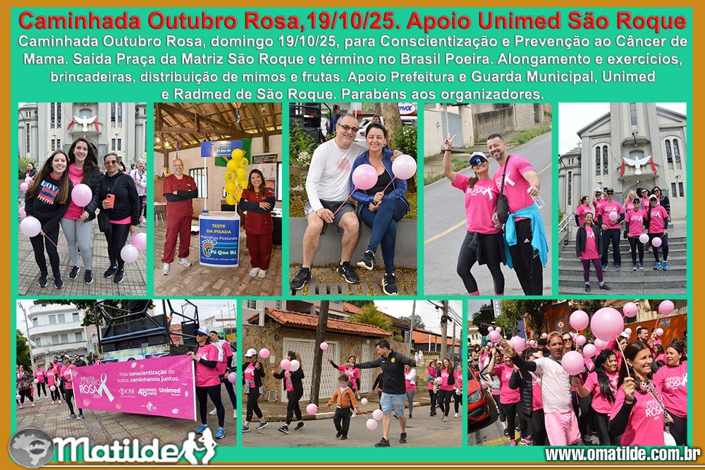 Caminhada Outubro Rosa,19/10/25. Apoio Unimed So Roque 